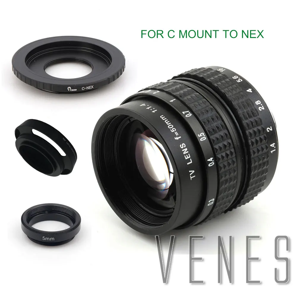 Объектив Venes 50 мм f/1 4 CC TV F1.4 для Nikon 1 M4/3 Pentax Q Nex Fuji FX EOS M A6300A5100 A6000 A5000 A3000 OM-DE-M10 II |