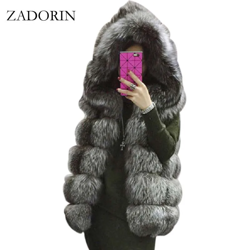 Женская Шуба с капюшоном ZADORIN осенне зимняя Толстая теплая безрукавка Из