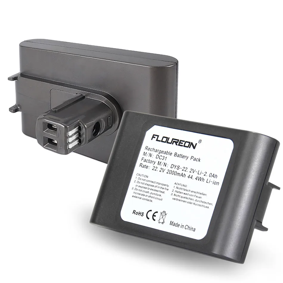 FLOUREON 22,2 V 2000 мА/ч, Перезаряжаемые Батарея ручной Li-Ion вакуум уборщик Батарея 6 ячеек для Dyson DC31 DC35 917083-01 17083