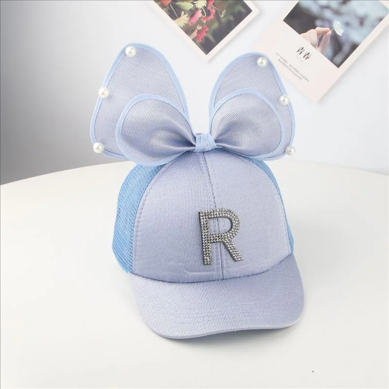 mesh R blue Doitbest/шляпы для родителей и детей, детская бейсбольная Кепка в стиле хип-хоп, летняя детская Солнцезащитная шляпа с буквенным принтом «R», сетчатые кепки с большим бантом для мальчиков и девочек, бейсболки - Цвет: mesh R blue