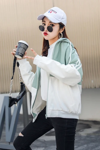

Korean Spring Chic Pocket Zip Women Tops Letter Casual Brief Fashion Tunic Korean Loose Striped Patchwork Hauts Femme