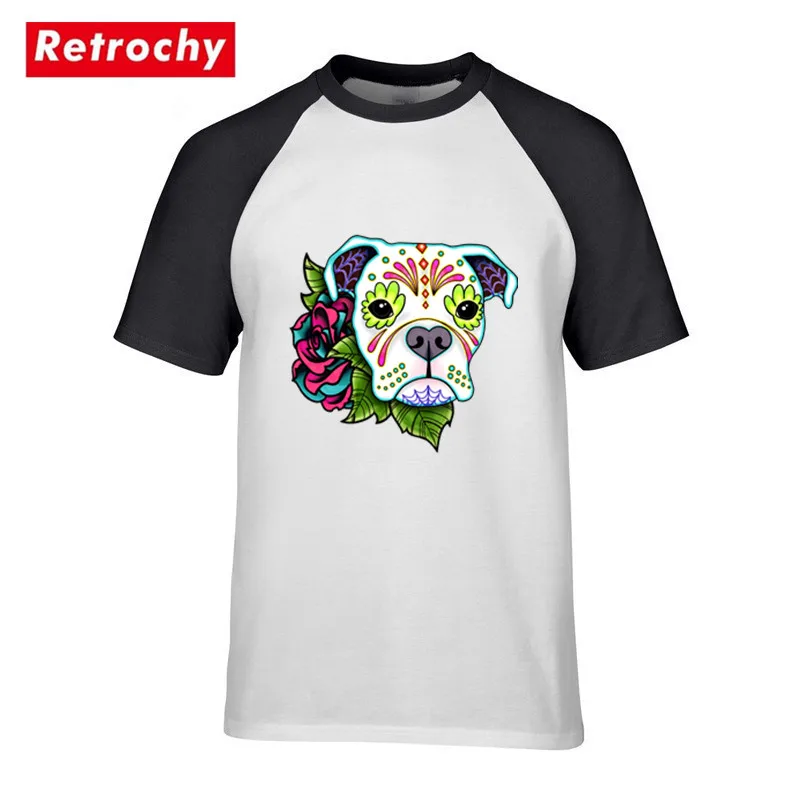 Красочные футболки боксеры в белый день мертвых сахар Череп собака Crewneck Горячая