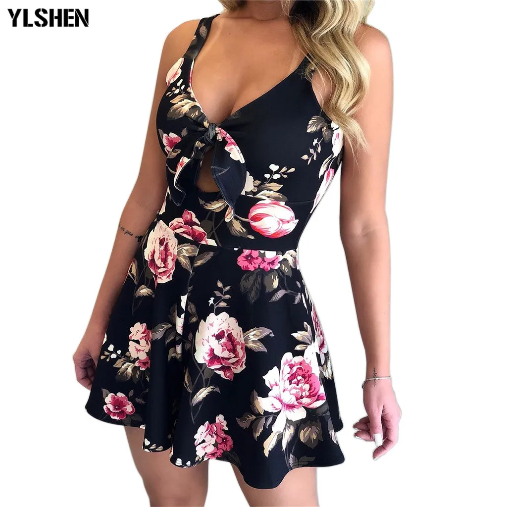 

2020 Floral Overalls Playsuit Women Print V-neck Bodysuit Summer Sleeveless Outfits Rompers Jumpsuit Combinaison Short Femme