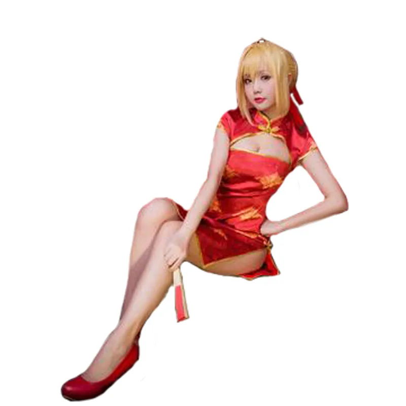 Сабля косплэй Nero красный костюм Cheongsam Китай Стиль аниме Fate Extella Сабер Fate EXTRA Nero костюм для женщин