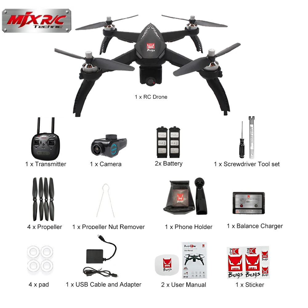MJX Bugs 5 Вт бесщеточный двигатель RC Дрон с 1080P регулировкой HD камера wifi 5G FPV gps авто