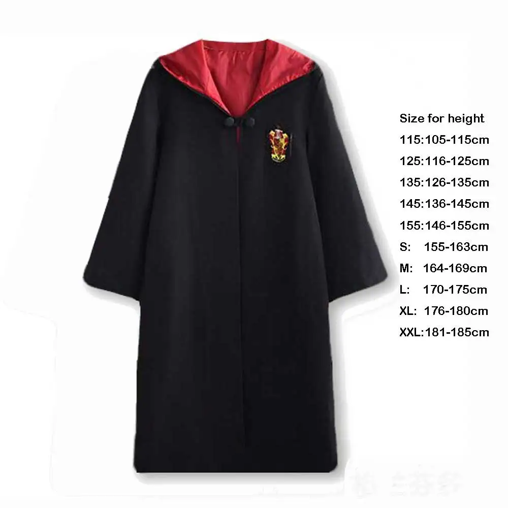 Gryffindor Robe Костюм для взрослых и детей; костюм Гриффиндора Хаффлпаффа Слизерина Рейвенкло; волшебный халат; плащ; костюм на Хэллоуин; Рождественский подарок - Цвет: Gryffindor Robe