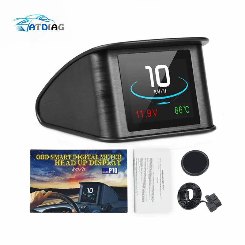 HUD P10 Автомобильный бортовой компьютер Автомобильный цифровой gps OBD вождения головы вверх дисплей Спидометр охлаждающей жидкости температура диагностический инструмент