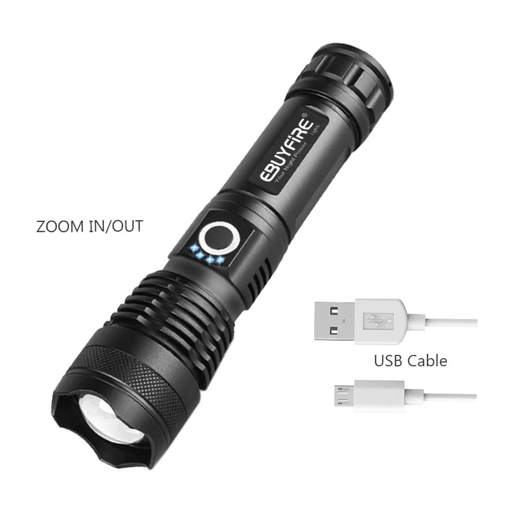 Мощный светодиодный светильник-вспышка XHP50 linterna, Перезаряжаемый USB фонарь, 30000 люменов, 18650/26650 аккумулятор, регулируемый светильник для кемпинга