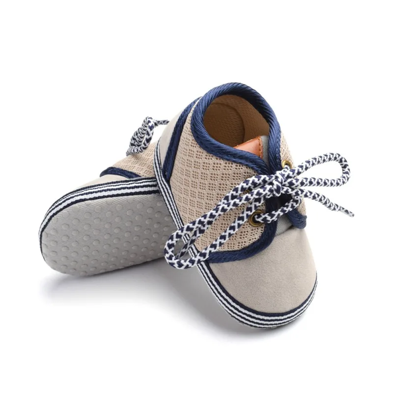 

Baby Toddler Infant First Walkers Cotton Mesh Lace Up Sneaker Shoe Boy Girl Baby Crib Soft Sole Shoes 0-18M