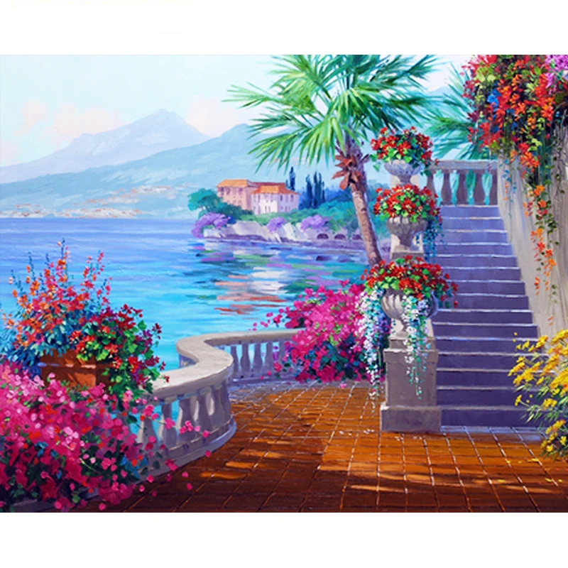 Ocean viewDIY краска для раскрашивания по номерам инструменты рисования красивые