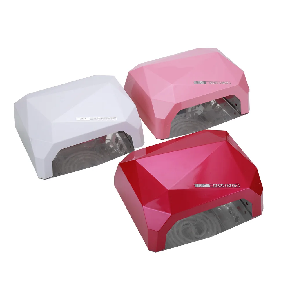 36W Nail Dryer White Pink Rose Red CCFL Diamond Shape LED UV Nail Light Gel Curing Lamps Drying Gel Polish Lamp Nail Art Tools