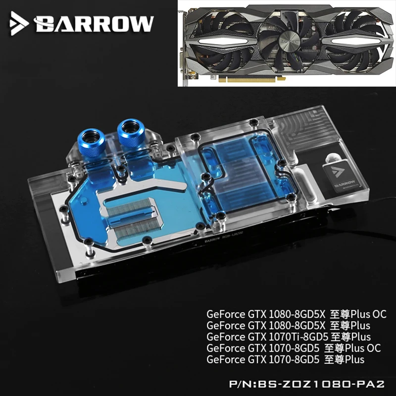 

BARROW Full Cover Graphics Card Block use for ZOTAC GTX1080-8GD5X Extreme PLUS OC/GTX1070TI-8GD5 Extreme GPU Radiator Block RGB