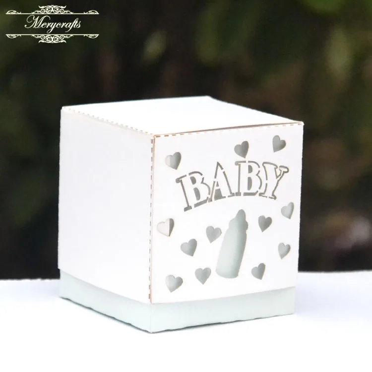 

Laser cut babay bottle pattern candy favor box