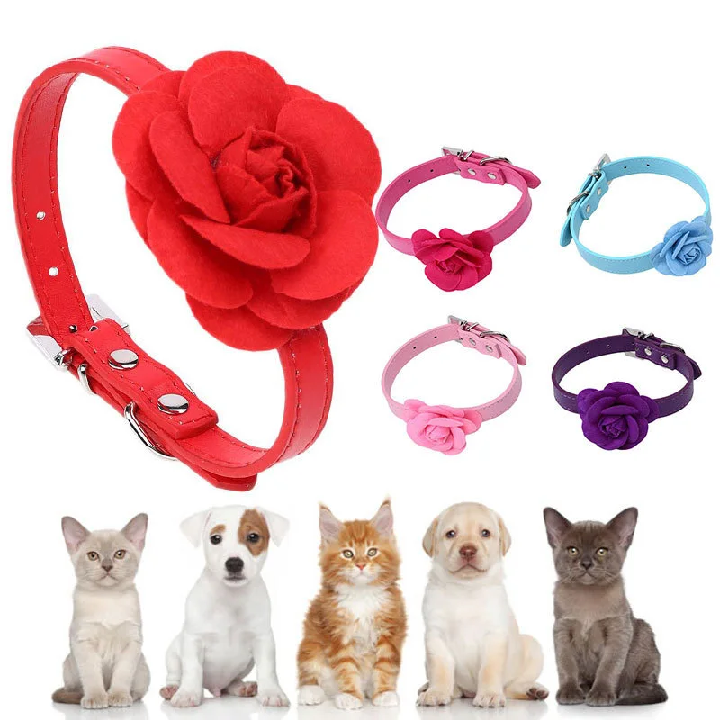 1 шт. ошейник для питомцев с милыми розами в форме цветка регулируемый прочный