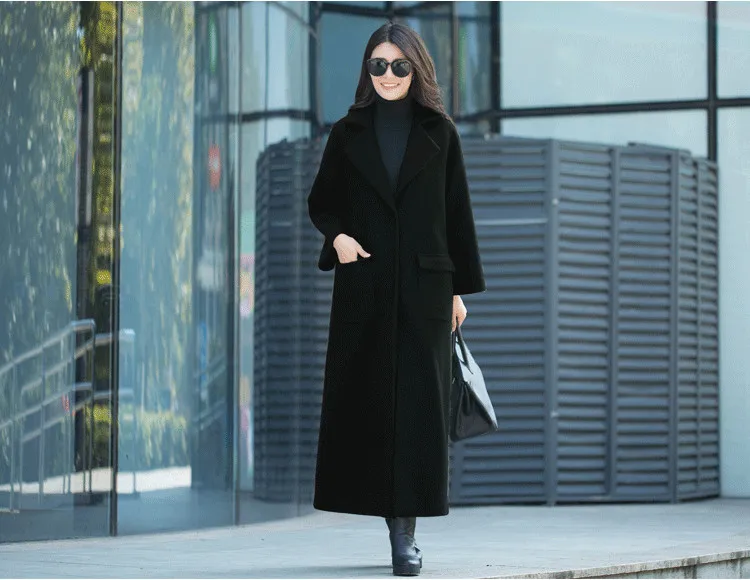 Новинка 2019 женская одежда шерстяное пальто большого размера длинное модное