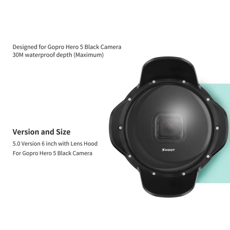 6 дюймов купол для Gopro Hero 7 5 черная экшн камера с водонепроницаемым чехлом Go Pro