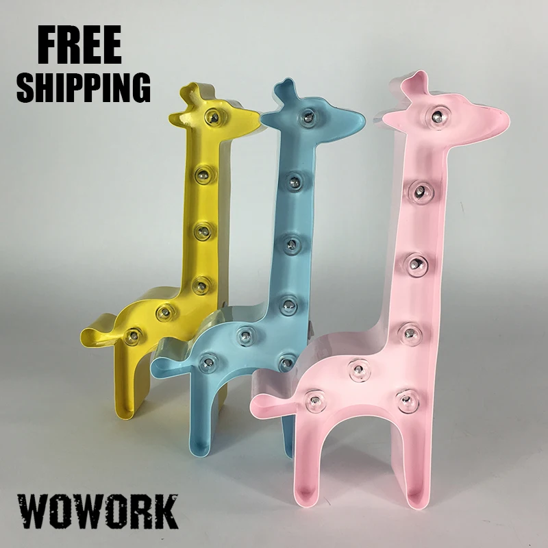 Знак светодиодной подсветкой свет 12 inch Giraffe шатер лампочки Letter Металл LED батареи