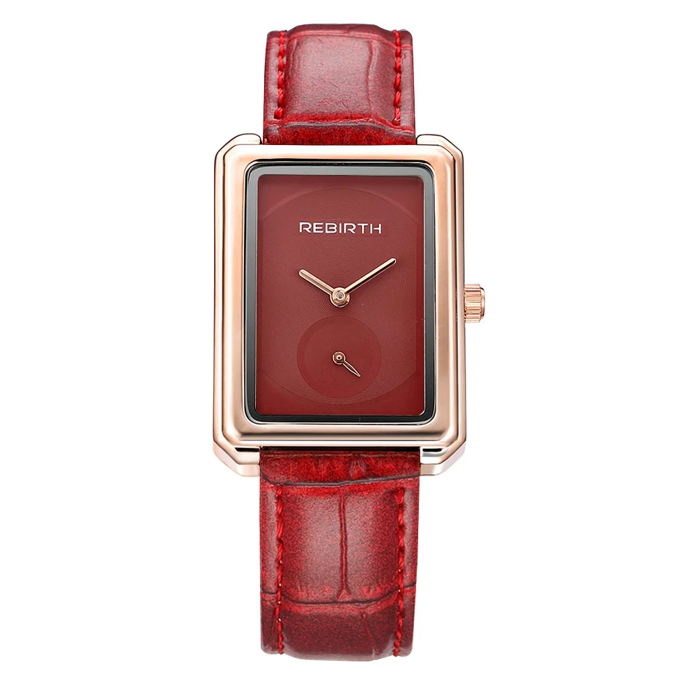 Rose Red Watch Оригинальные Серебряные женские часы, Модные Винтажные простые унисекс золотые часы с квадратным циферблатом, повседневные часы с кожаным ремешком для влюбленных - Цвет: Rose Red Watch