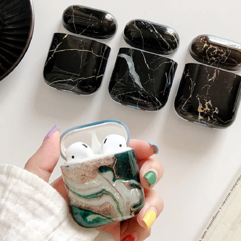 ТПУ силиконовый чехол для наушников Airpods 2 Роскошный Мраморный защитный