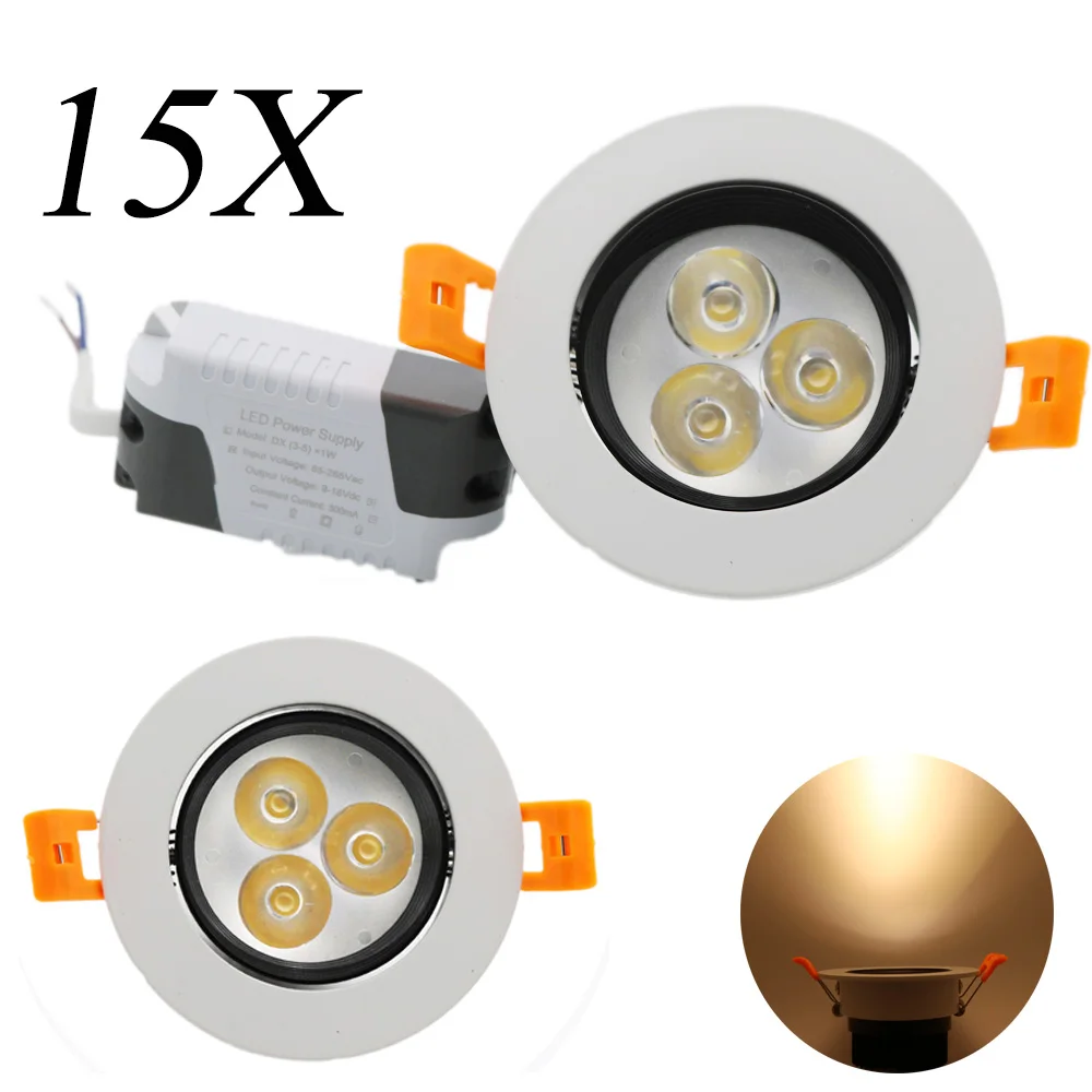 15XLED встраиваемые потолочные точечные светильники 3 Вт AC 85 265 в светодиодные для