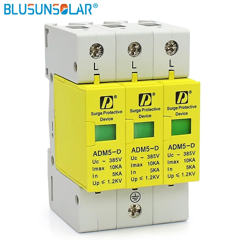 SPD 3P 5KA ~ 10KA 385V AC класс D дом Защита от перенапряжения защитное Низковольтное