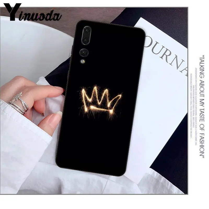 Yinuoda король и королева ТПУ мягкий силиконовый черный чехол для телефона huawei P20 Pro