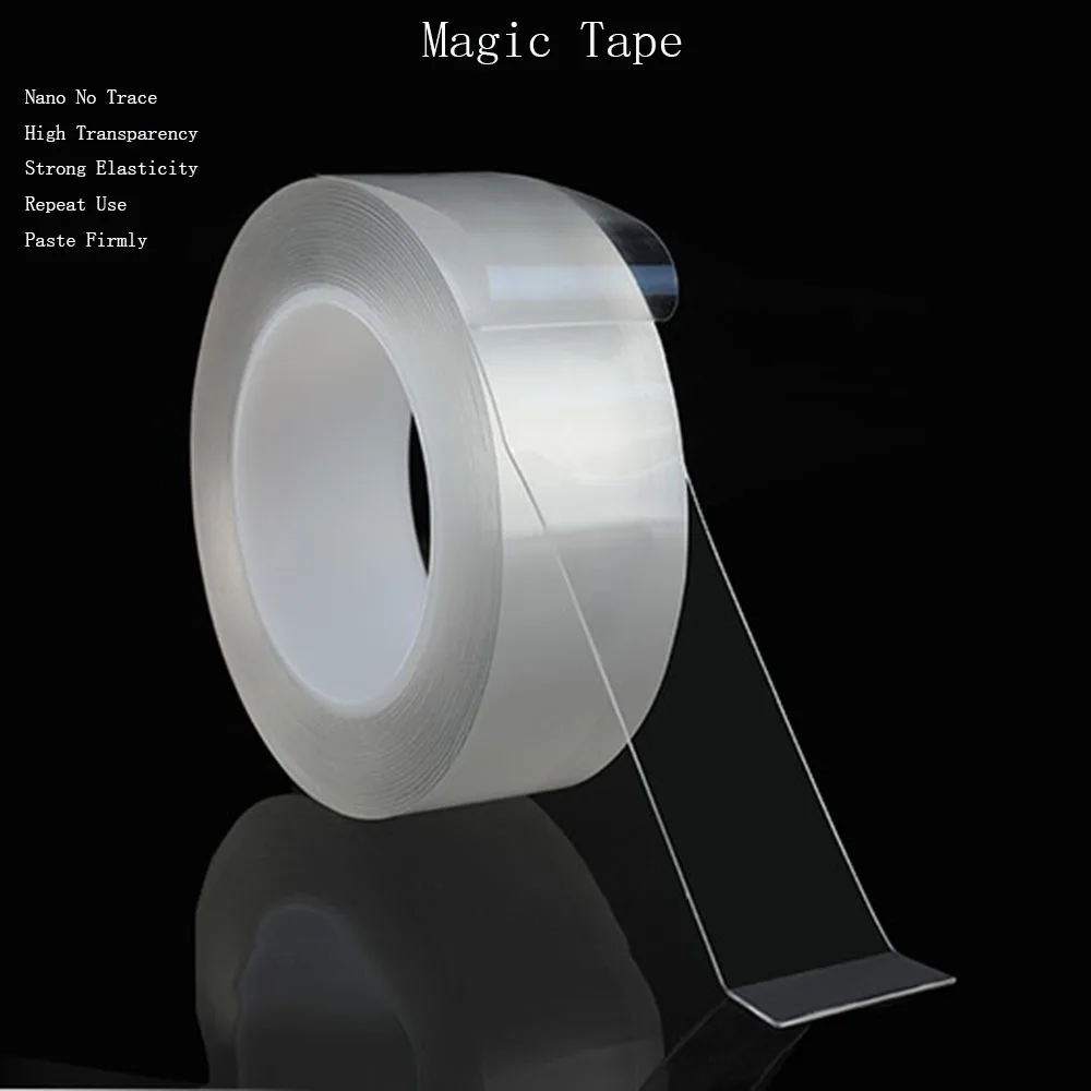 

1m Home Improvement Double Sided Tape Repeat Use Nano No Trace Transparent Magic Tape Reuse Waterproof Adhesive Tape Cleanable