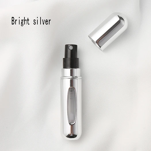 Bright silver 5 мл портативный мини Спрей многоразового использования флакон для духов алюминиевый флакон с распылителем дорожный контейнер флакон для духов - Color: Bright silver