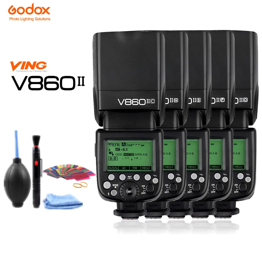Вспышка Godox V860IIC V860IIN V860IIS V860IIO V860IIF для камеры GN60 2 4G HSS TTL Speedlite Canon Nikon Sony Olympus