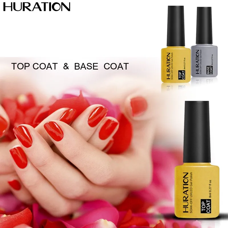Huration 8 мл первоклассника Soak Off Top базы светодио дный УФ лампы гель лак для ногтей