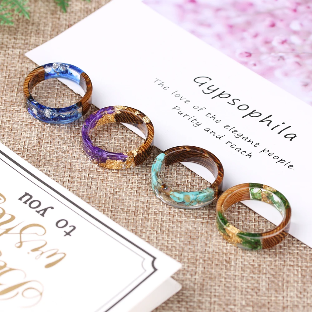 Новинка 2019 дизайнерское кольцо ручной работы из дерева и смолы внутреннее