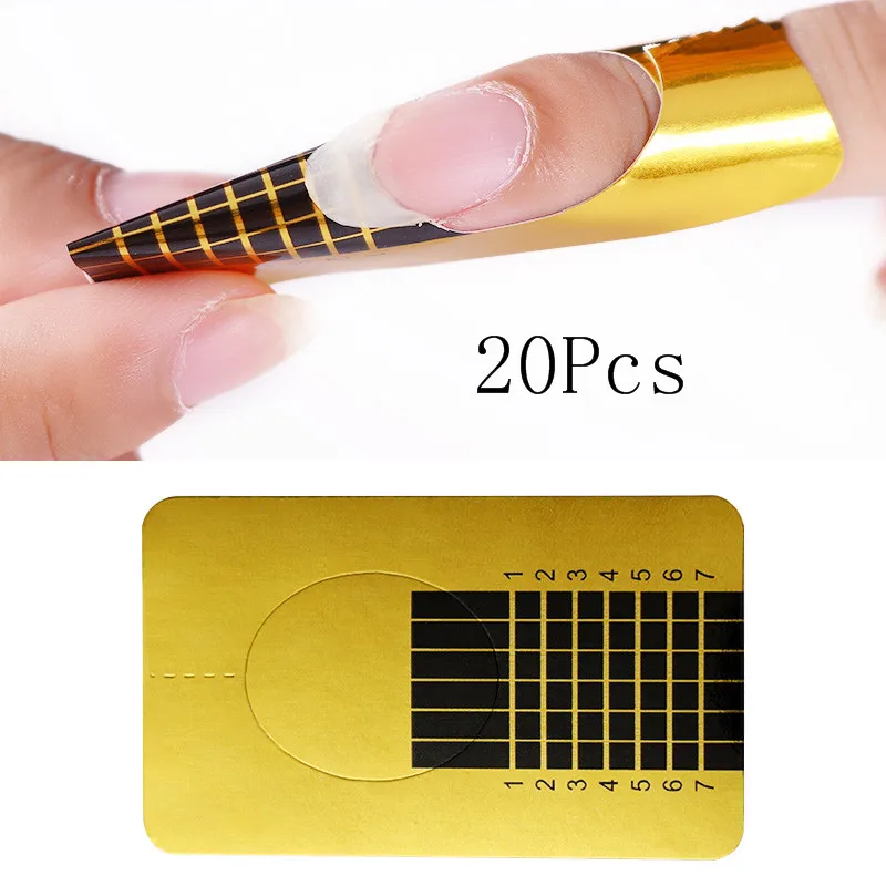 20Pcs Nail Form Fiberglass for UV Builder Extension Gel Acrylic Tips Nail Form Clips Colorful Fiberglass Fibernails Manicure Nail Art Tools - Цвет: 20Pcs Nail Form