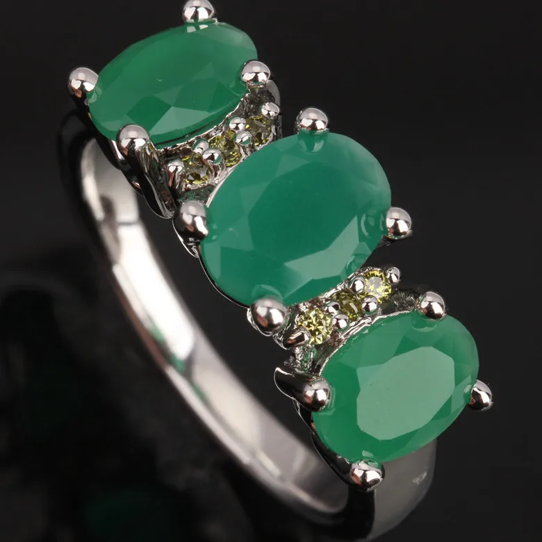 Захватывающий 3 шт Форма зеленый Jewelry Оливковое Перидот кольцо из стерлингового