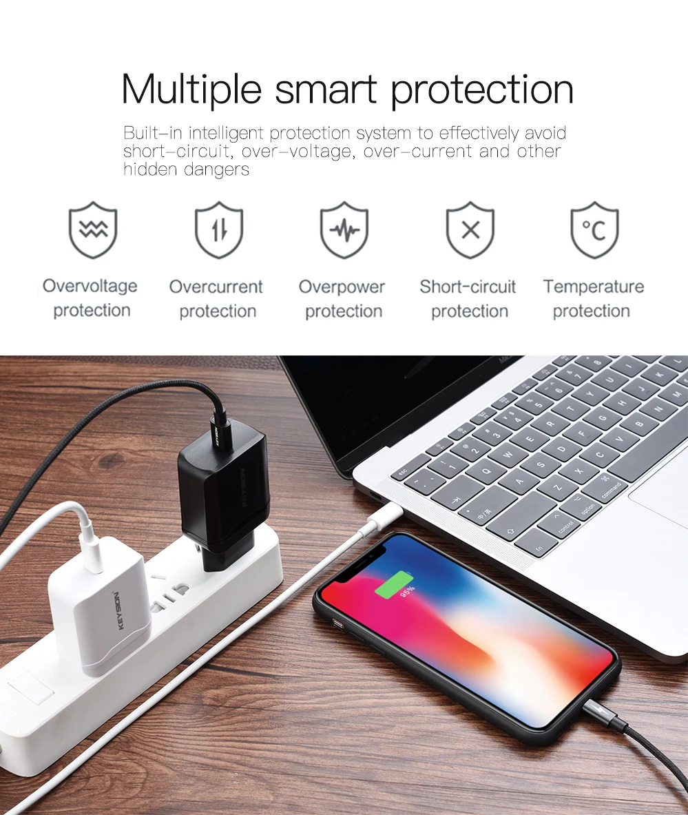KEYSION 18 Вт USB-C PD быстрое зарядное устройство для iPhone XS Max XR X type-C дорожное настенное быстрое зарядное устройство QC 3,0 PD Быстрая зарядка для 8 8 Plus