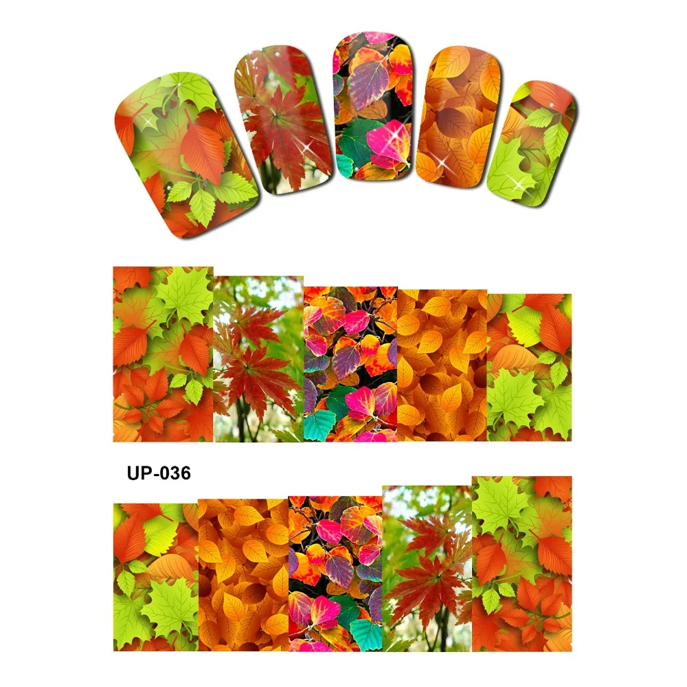 

UPRETTEGO NAIL ART BEAUTY TATTOO WATER TRANSFER DECAL SLIDER RED YELLOW LEAVE LEAF MAPLE TREE FRUIT CHERRY UP031-036