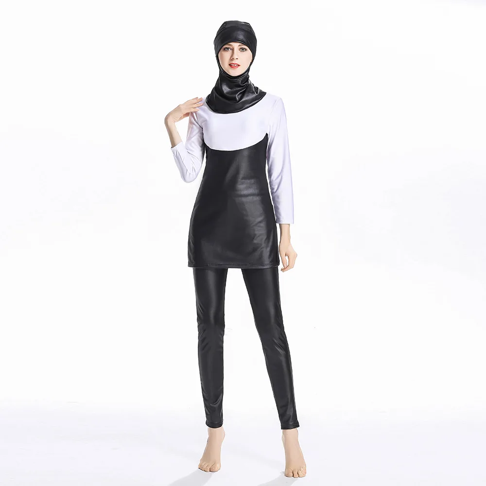 2018 Summeer Muslim Swimwear Modest Full Cover Swimsuit Plus Size Female Bathing Suit Burkinis Girls Wire Pad Free S-4XL | Спорт и
