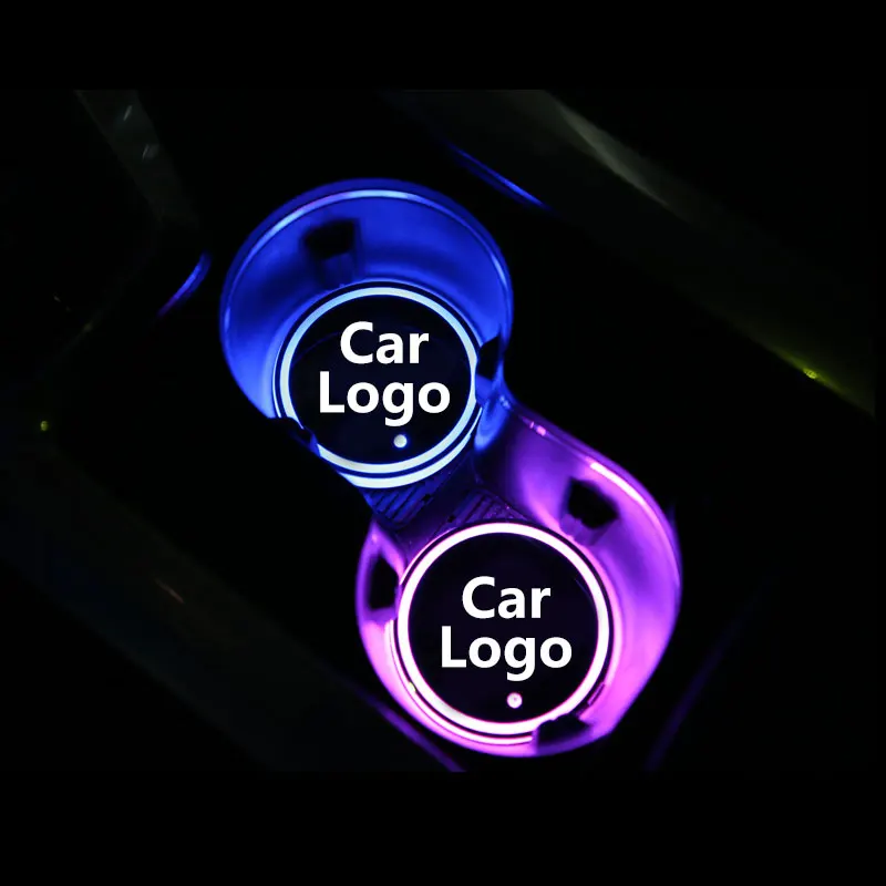 2X Car Logo Light LED Cup Drink Holder Stickers For Maserati Ghibli Quattroporte Granturismo Spoiler Levante Accessories | Автомобили и