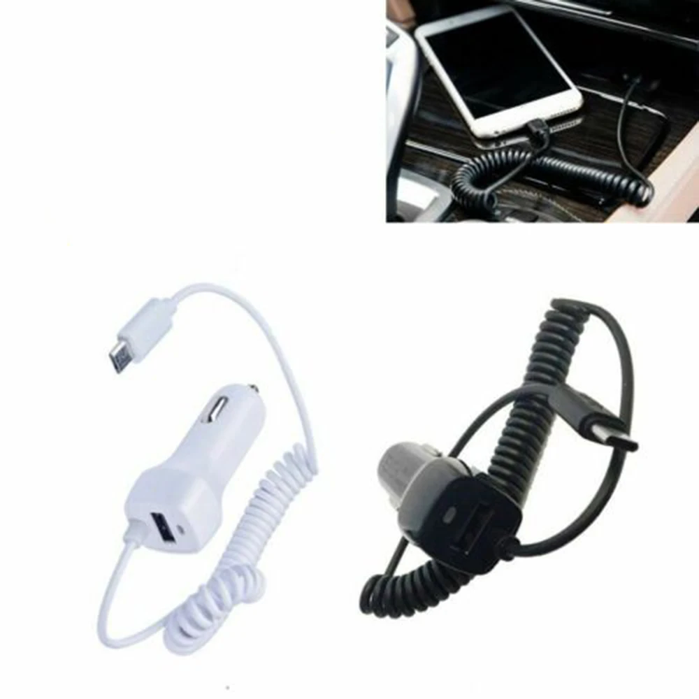 Автомобильное зарядное устройство type C Micro USB 2.1A с быстрой зарядкой кабель