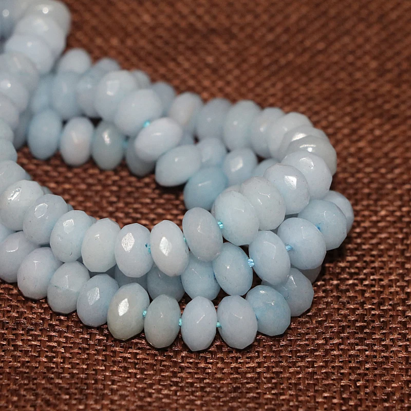 Небесно-голубой камень из натурального камня 5*8 мм граненый abacus rondelle chalcedony