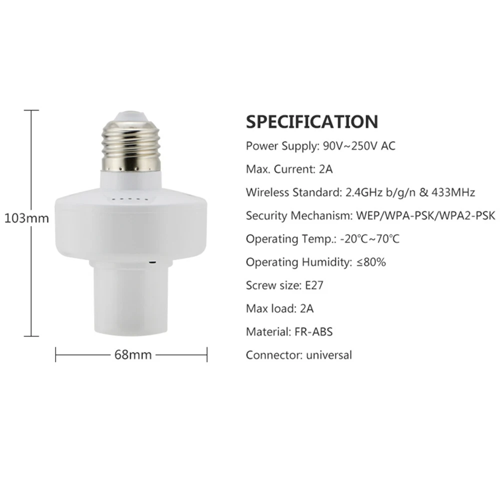 Sonoff Slampher 433MHz RF беспроводной контрольный светильник E27 умный дом Универсальный WiFi светильник лампочка держатель для Alexa дома