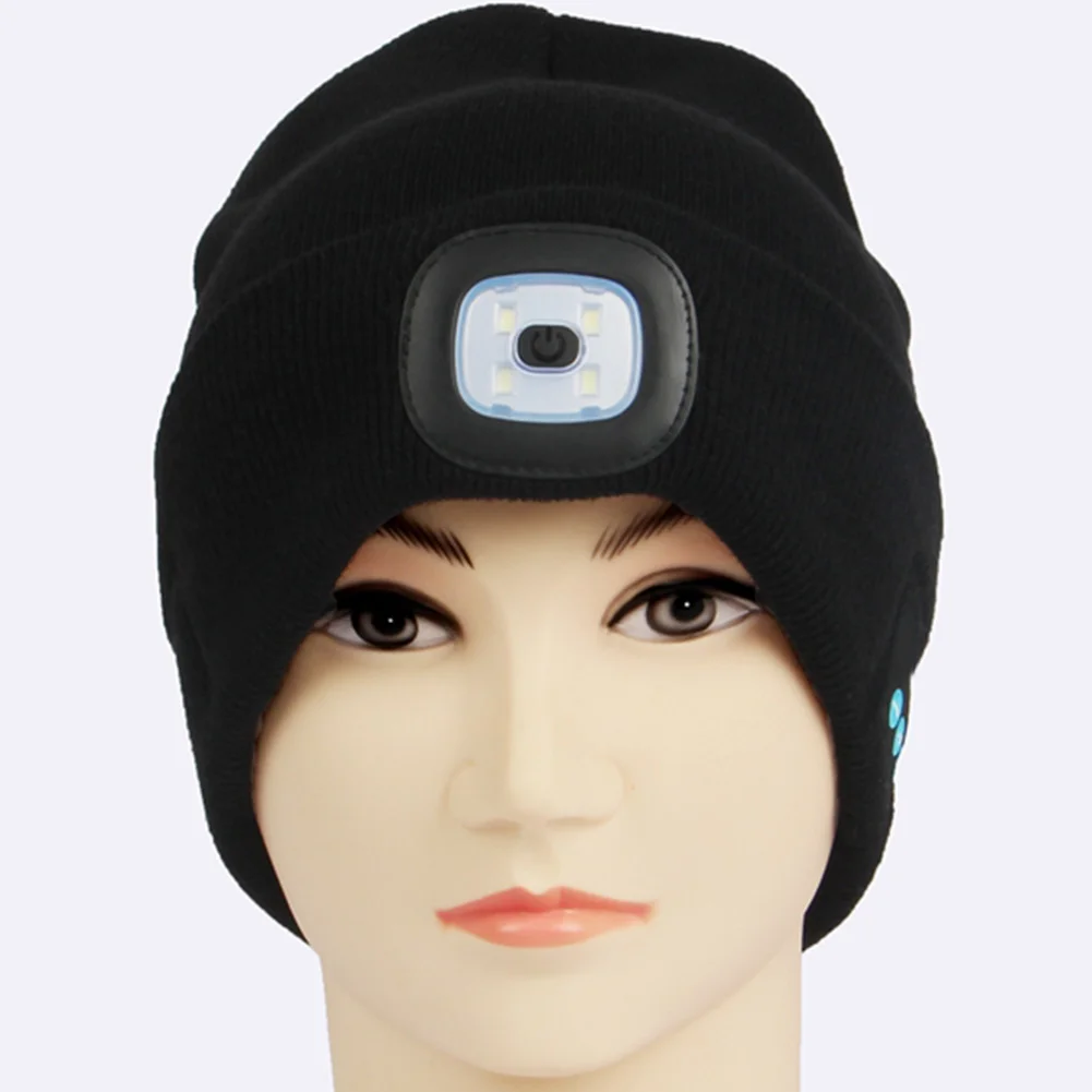 Открытый динамик вязаная шапка Зима шапочка шапки USB перезаряжаемые Hands Free