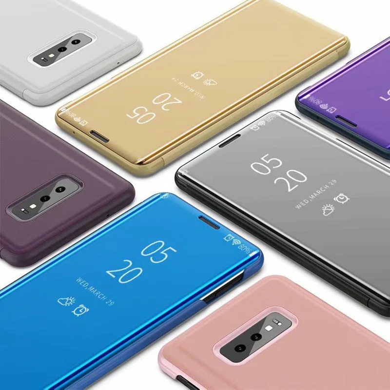 Умный зеркальный флип чехол для Samsung Galaxy S10 Plus S10E S 10 plus A7 A9 A6 A8 2018 J4 J6 подставка