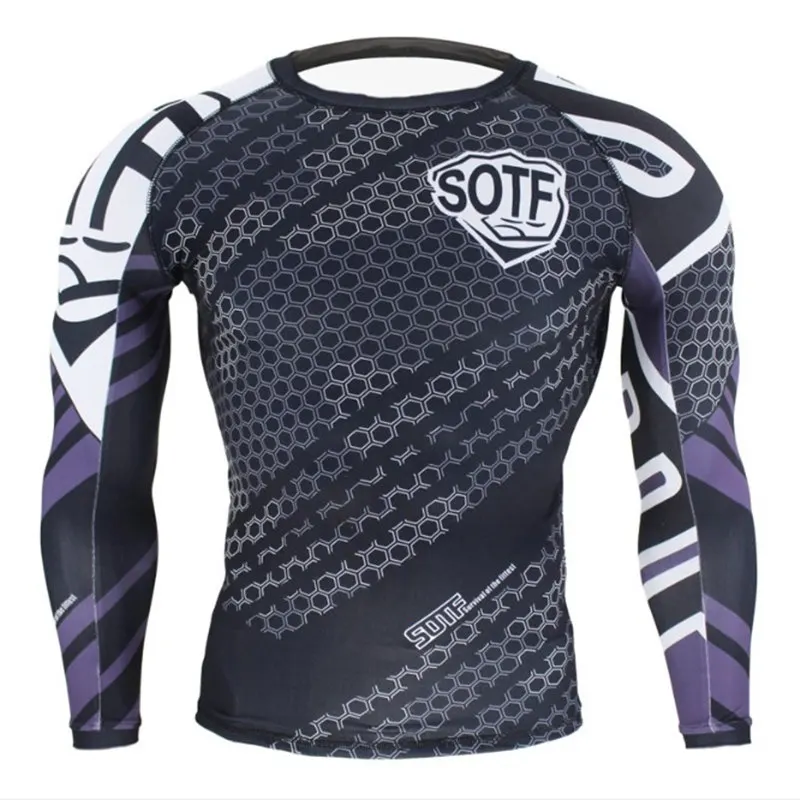 3D кикбоксинг фитнес джиу джитсу футболки Муай Тай ММА гидрокостюм с длинным