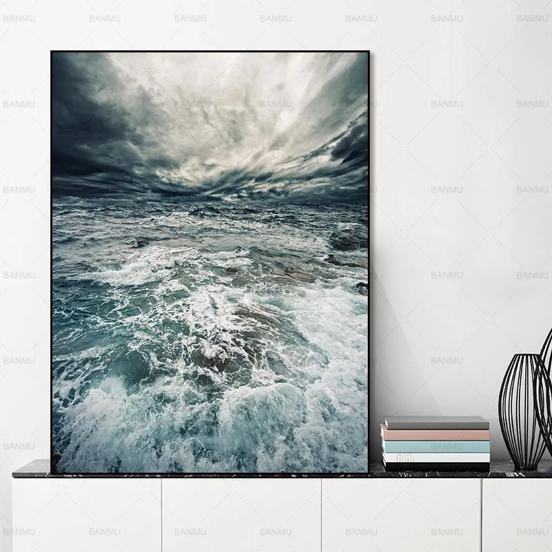 

Home decor Nordic Canvas painting Wall art picture print Seawater on poster for living room working place Decoration No frame