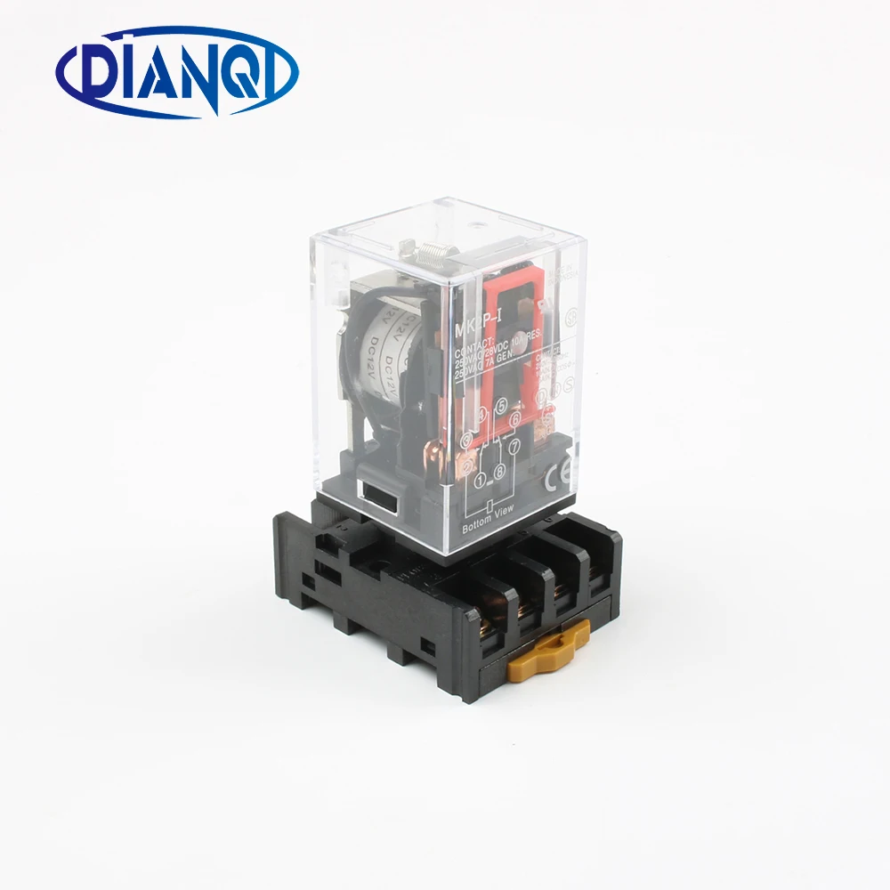 

MK2P MK-2P ONE Новое штепсельное реле 8PIN 2P подходит для катушки DC 12 /DC 24V с цоколем