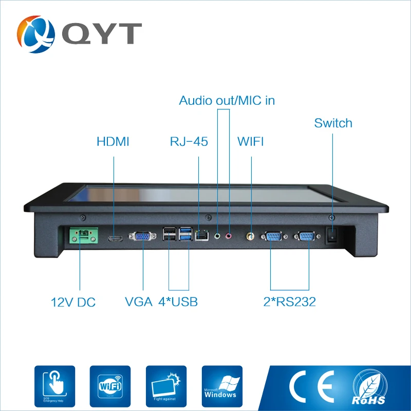 15 дюймовая безвентиляторная промышленная мини панель для ПК с сенсорным экраном