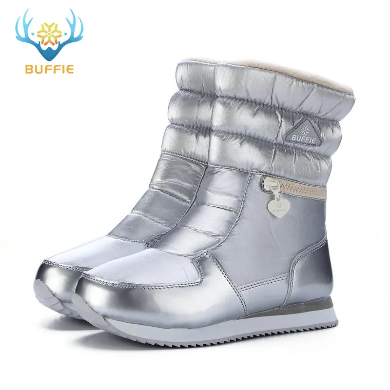 M025silver Новинка года; стильные женские ботинки; модные серебристые зимние ботинки; теплая зимняя обувь; бренд Buffie; высокая оценка; комментарии к покупкам; - Цвет: M025silver