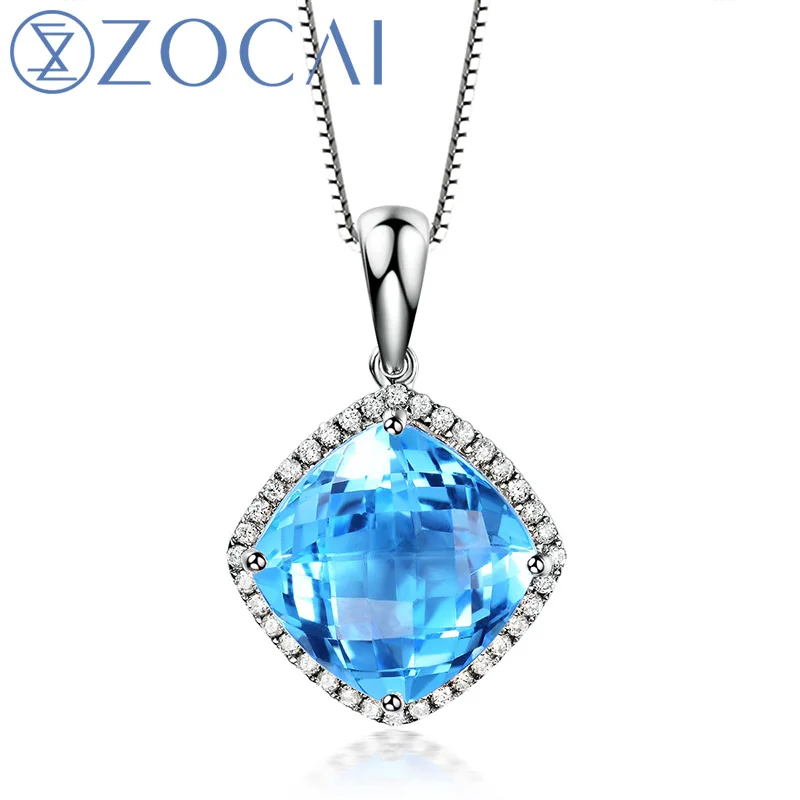 ZOCAI ожерелье 18 K Белое Золото 5 0 КТ Сертифицированный топаз драгоценный камень 15 ct