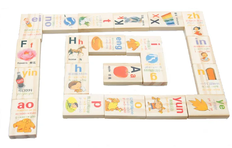 Brand Wooden Chinese Mandarin Phonetic Alphabet Domino Pinyin Children Baby Language Early Learning Educational Toy 90pcs/set | Игрушки и