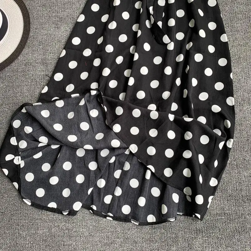 Neploe Dot Print Лето, женское платье, шикарное, большое крыло, Топики, Vestidos, Ретро стиль, v-образный вырез, открытая спина, шнурок, пляжные платья 43349